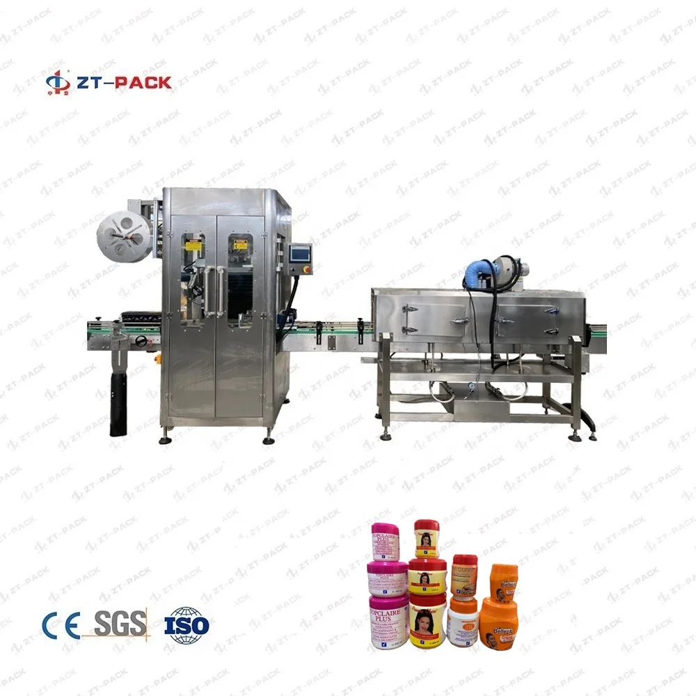 Round Flat Bottle Jar Label Equipment For PVC PET Film Automatic Shrink Sleeve Labeling Machine