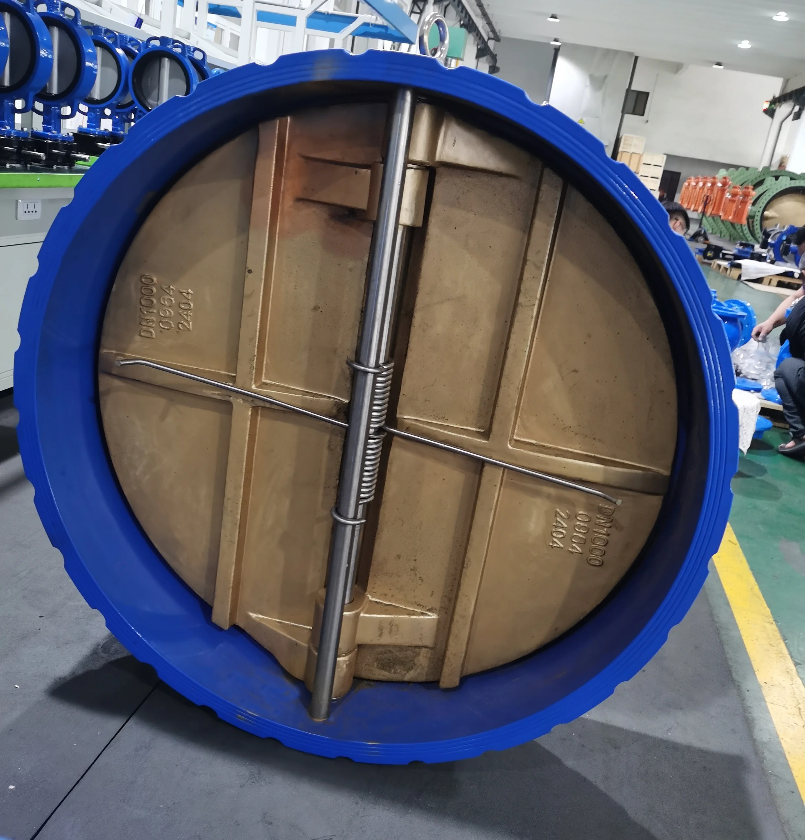 DN1000 PN10 DI Double Door Check Valve with Aluminum Bronze C95400 disc for SeaWater