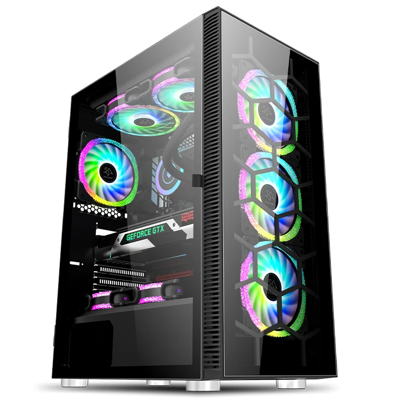 Снеговик CS034 новый дизайн EATX ATX MATX Mini ITX ПК игровой чехол под заказ закаленное стекло Mid Tower для настольного черный