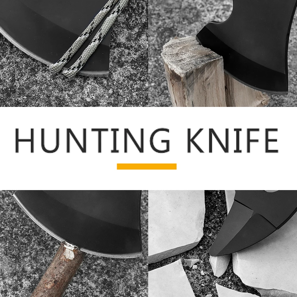 New outdoor multi-purpose open mountain axe with hexagon board hand and all black rubber handle fire axe