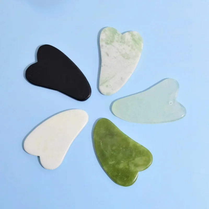 Natural Green Jade Gua Sha Stone Smooth Cold Muscle Relaxation Massage small gua sha Scraper Tools Body Gouache Face Set