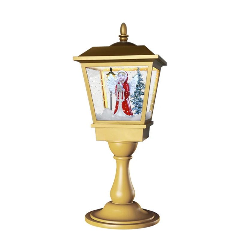 New Christmas Decorations Creative Mini Float Snow Lights Festive Set Decoration Power Props Street Lamp