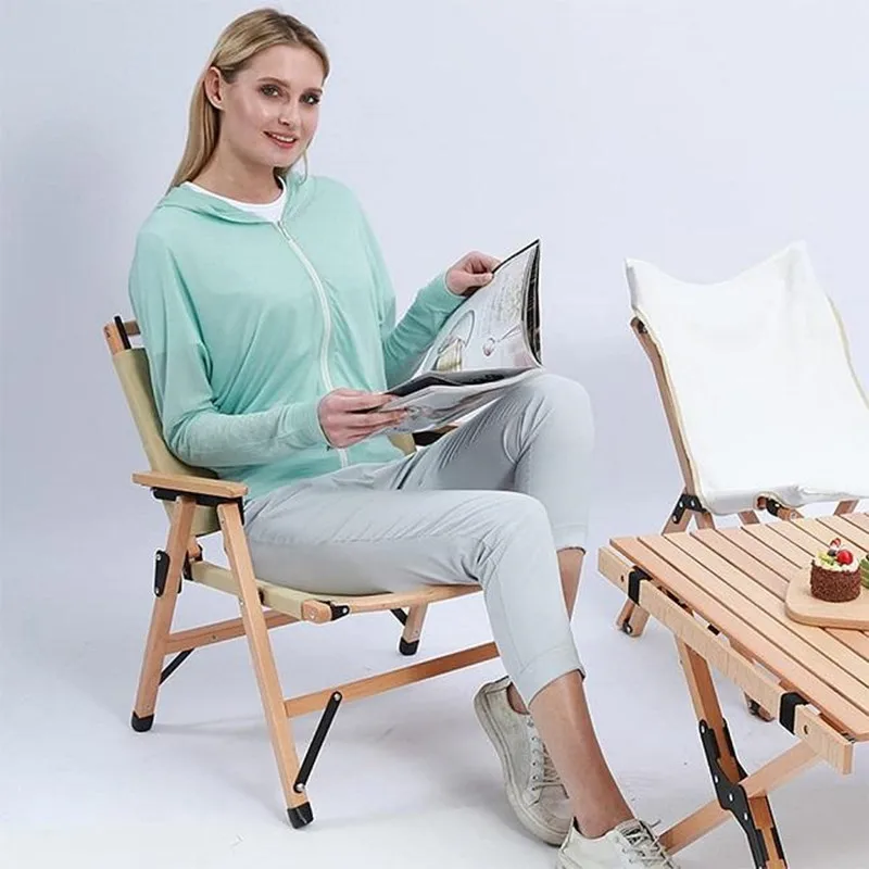 Outdoor Furniture Detachable Camping Chair Portable Beech Folding Camping Wooden Canvas Kermit Chair for Beach Fishing Picnic