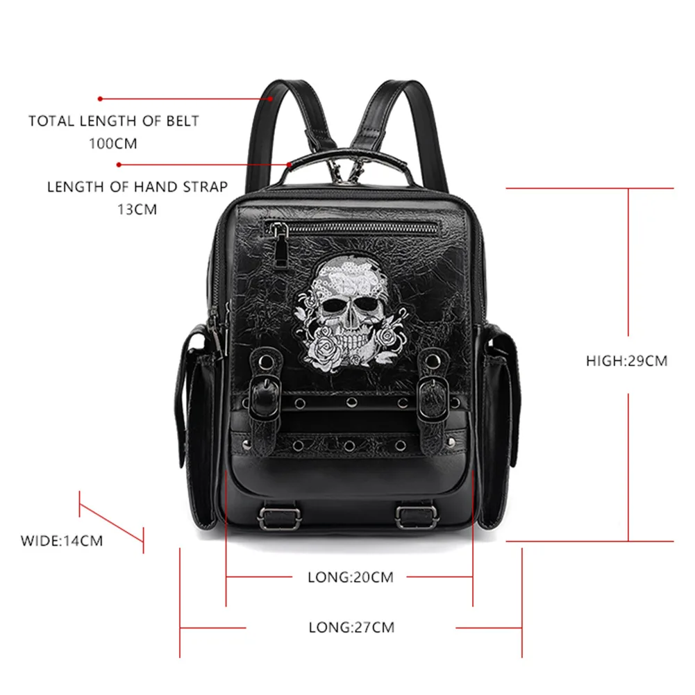 Custom Treding 3D Skull Personalized Pu Leather Backpack School Bag Halloween Outdoor Bag Laptop Schoolbag For Teenagers