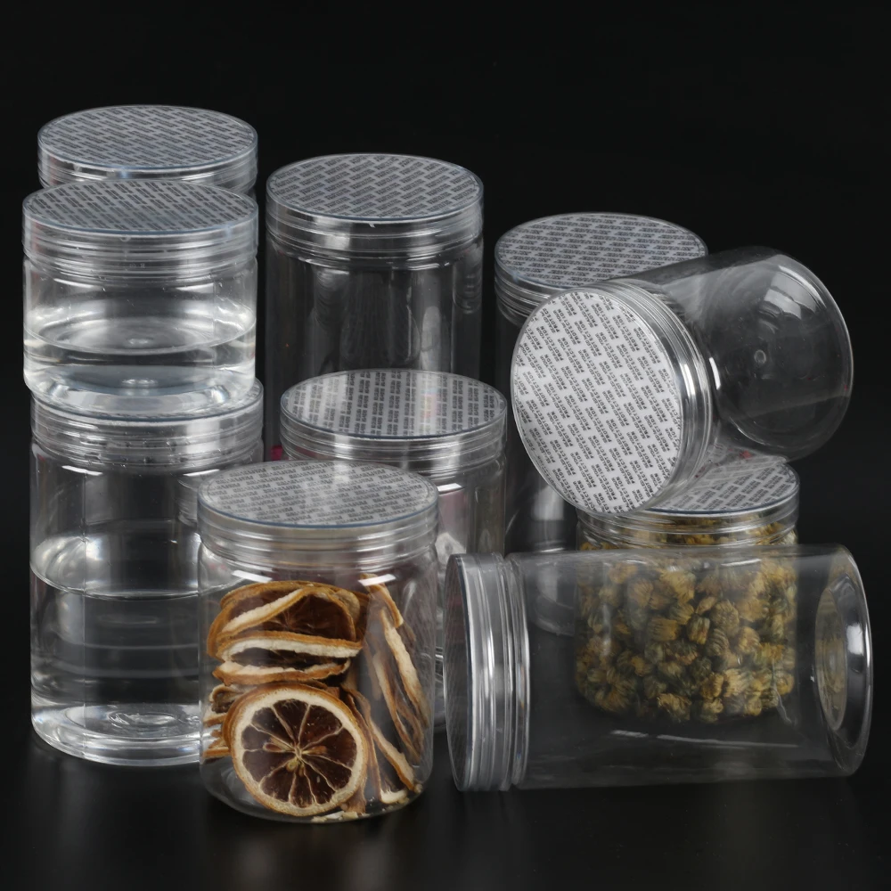 Wholesale different size plastic storage jam pickle jars sealed transparent food jars with screw caps