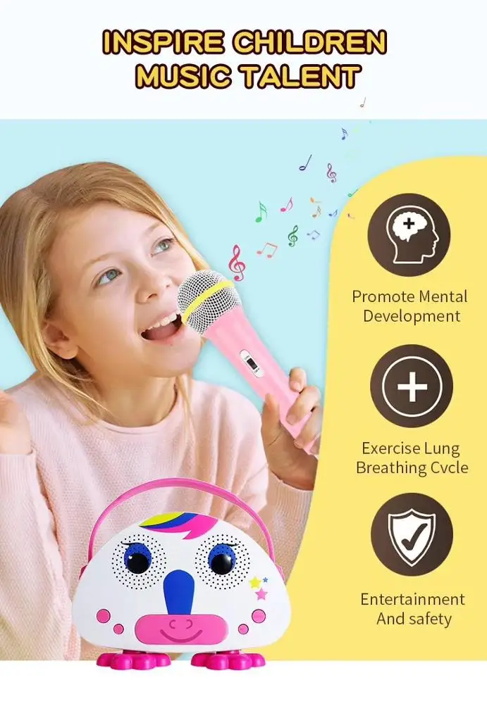 Children portable karaoke mini speaker with microphone
