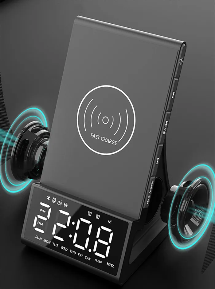 hotel alarm clock radio mp3 usb remote control music station wireless speaker with mic