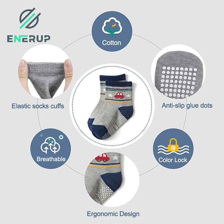 Enerup Wholesale Boys Crew Sock Cotton  Cartoon Soft Keep Warm Cute Anti Slip Breathable Comfortable Socks Kids