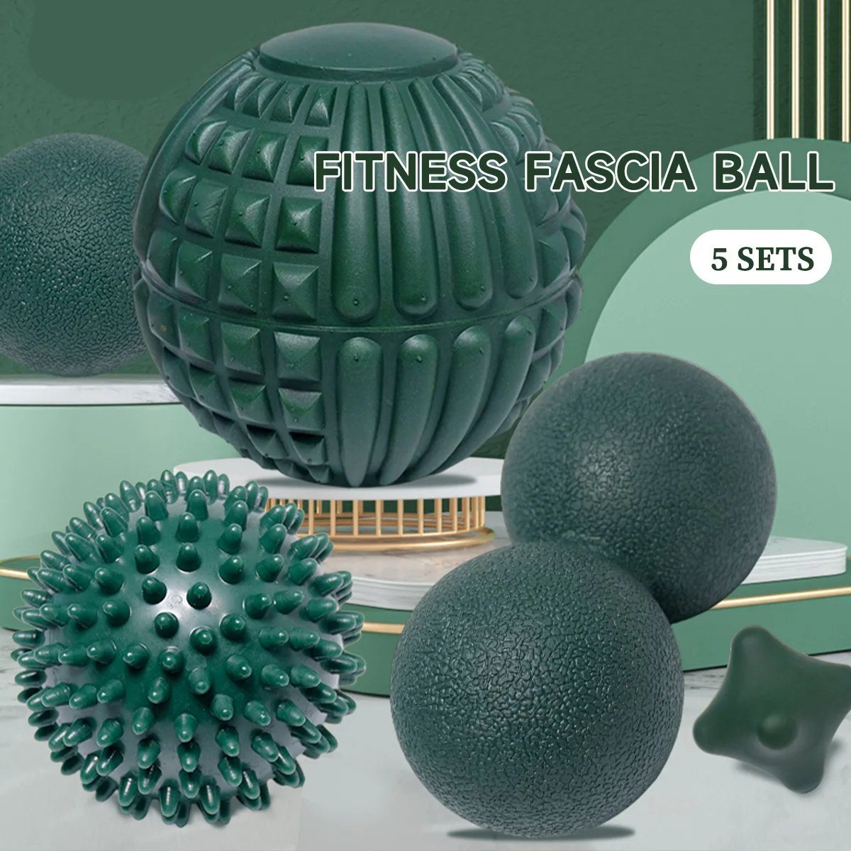5-piece fitness flower growth hockey massage ball soft thorn roller for myofascial release and acupoint treatment