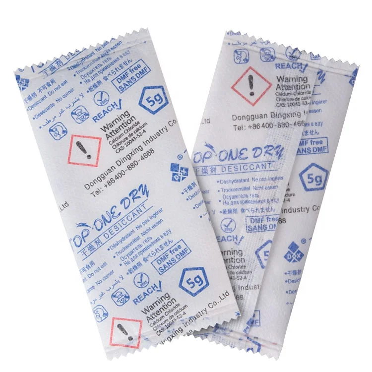 China Supplier Hot Selling Cacl2 Desiccant 5G 10G 25G Calcium Chloride Desiccant Sachet
