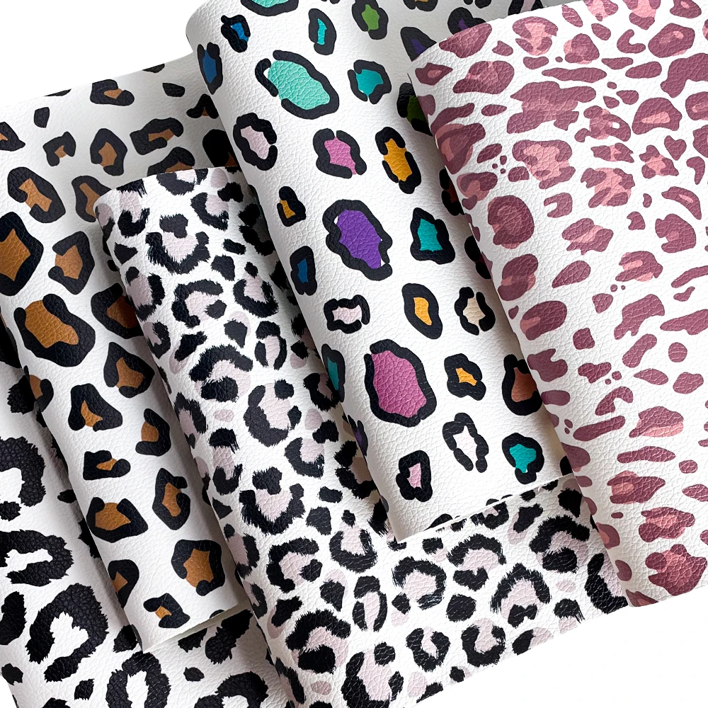 Hot sale leopard print leather PU faux leather animal pattern Synthetic Leather for shoes handbags Craft Supplies