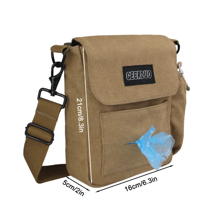 Custom Hands Free Small Portable Canvas Pet Walking Training Dog Treat Pouch Bag With Shoulder Strap And Poop Bag Pocket