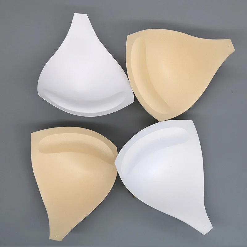 white nude Triangle deep V shape swimwear bikini breathable push up bra pads