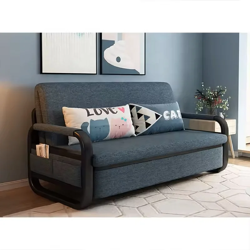 Modern Style Folding Living Room Furniture Set, High Quality Pull Out Folding Simplicity Fabric Sofa Bed