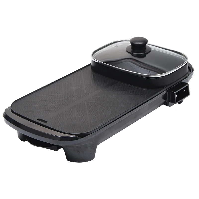 Домашняя Крытая кухня 2 в 1 Барбекю электрический гриль барбекю с горячей водой бездымный