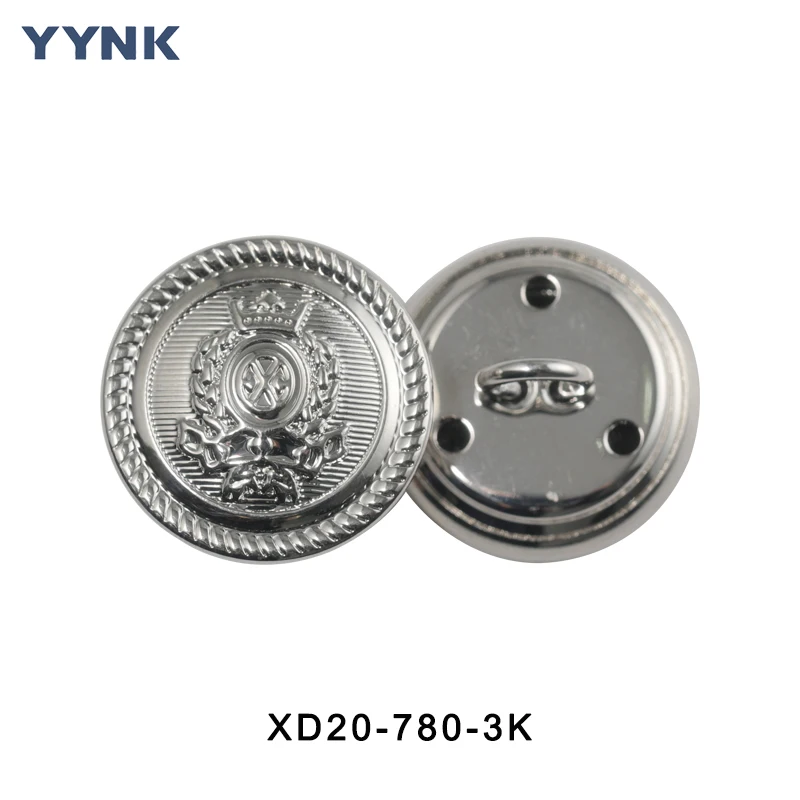 Professional Factory Quality Assurance Custom shape Embossed Gold Brass Shank Button for Uniform Clothing