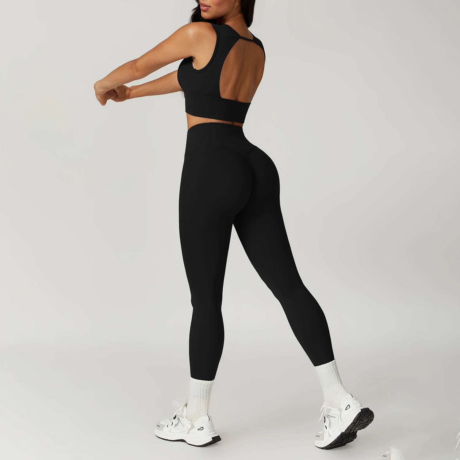 Wholesale AL O Nylon  Hollow Back Sports Bra Sets Gym Leggings Yoga Pants 2 Pieces Gym Fitness Sets For Women