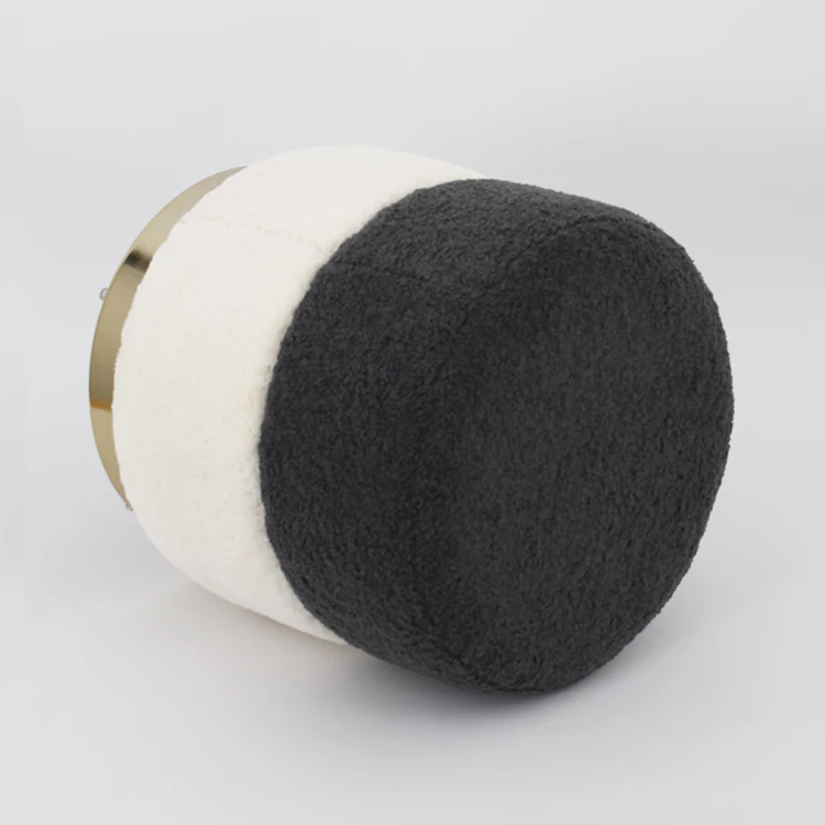 OEM custom made traditional shoe changing stool black and gold metal ottoman for hotels