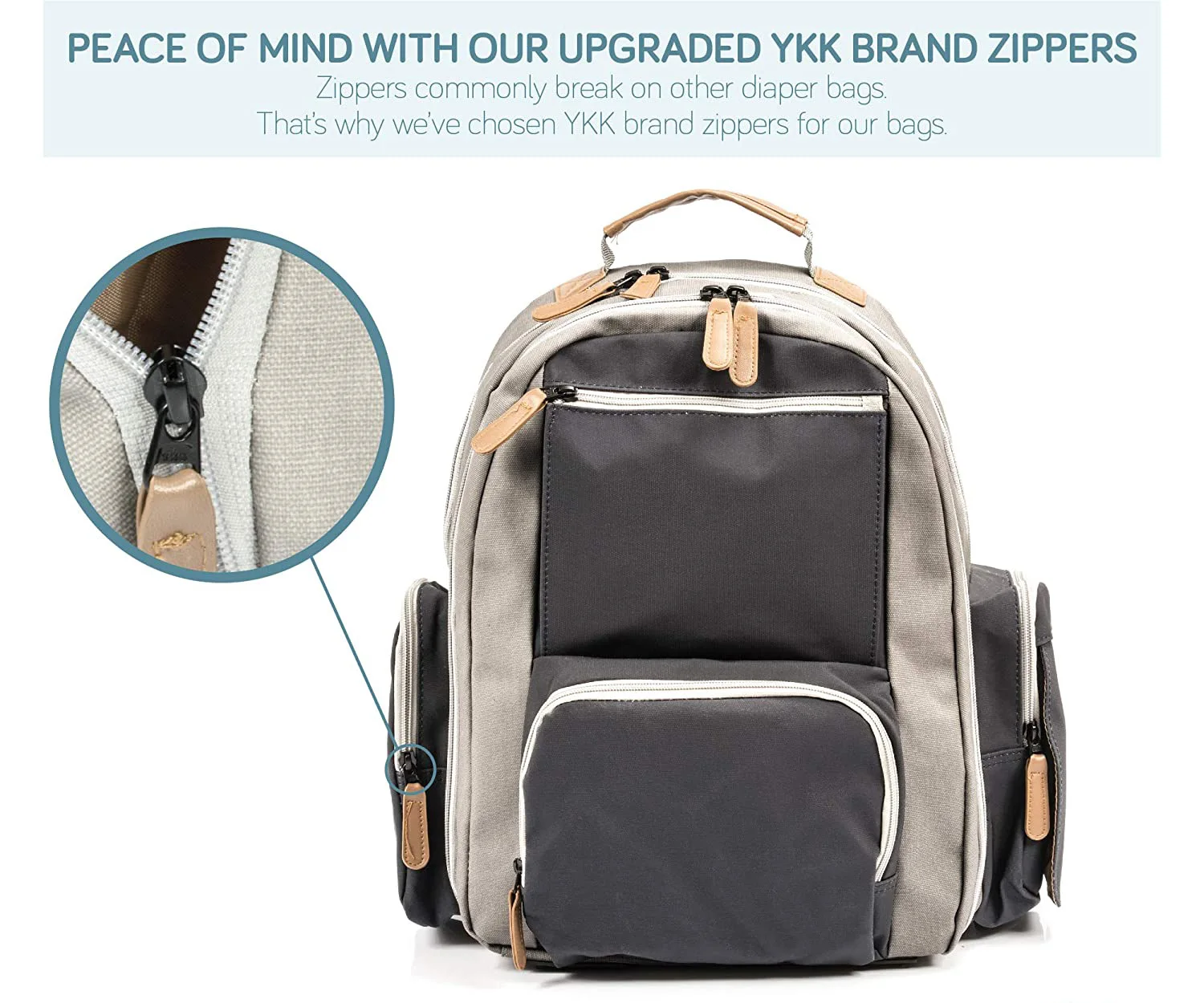 Large Capacity Diaper Bag Backpack Coated Canvas Diaper Bag with YKK Zippers Comes With Two Packing Cubes Changing Pad