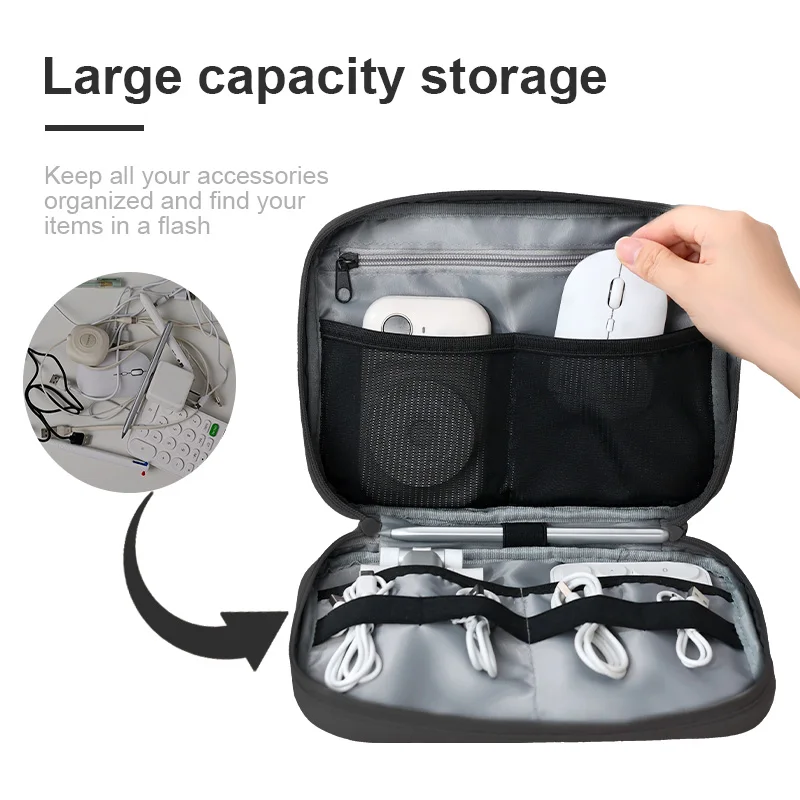 New Portable Digital Wire Accessories Charger Power Bank Storage Pack Organizer Bag Double Tiers Flexible Foldable Tools Storage