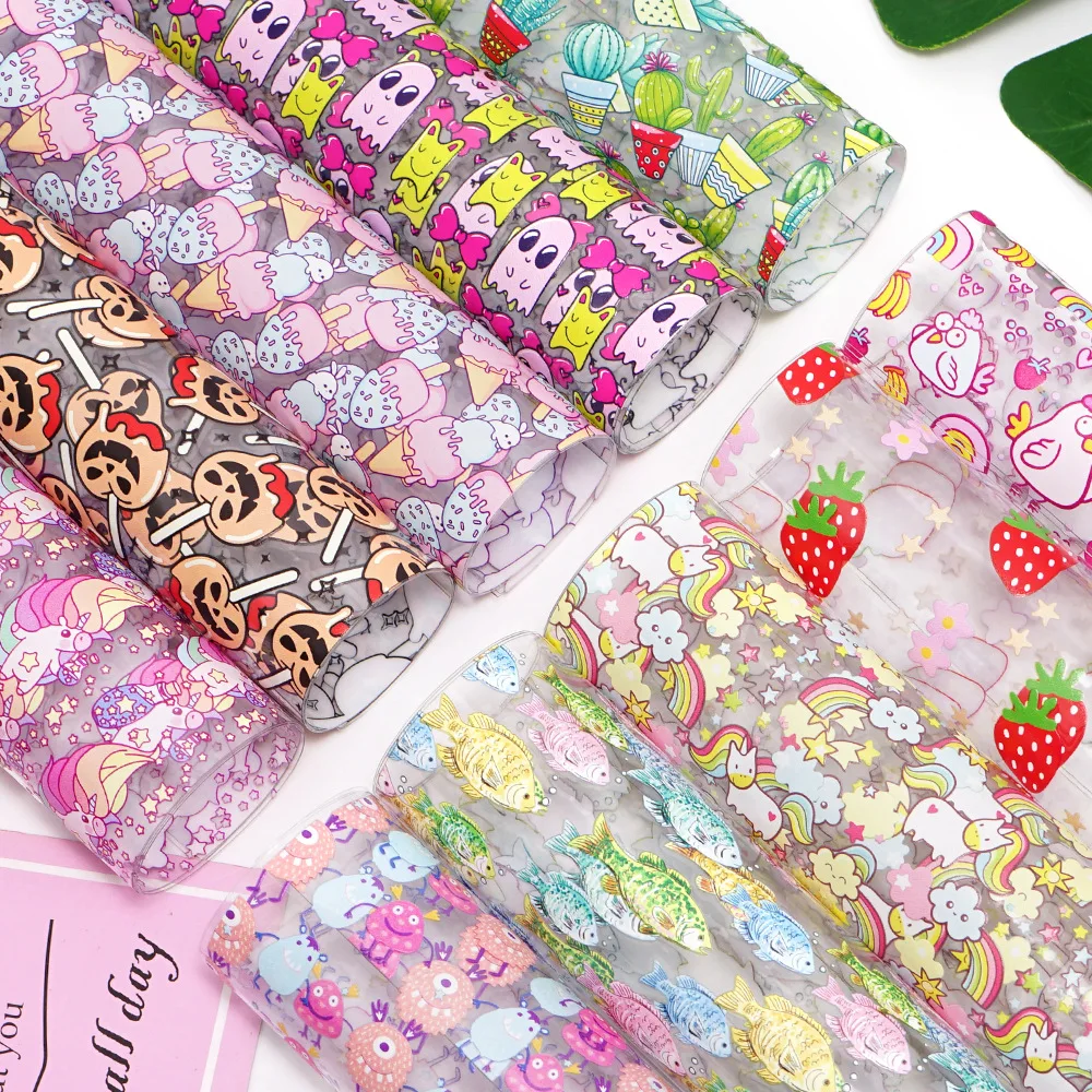 30CM*120CM Christmas Theme Transparent PVC Film Clear Plastic PVC Leather For Crafts/DIY Accessories/Shoes Making