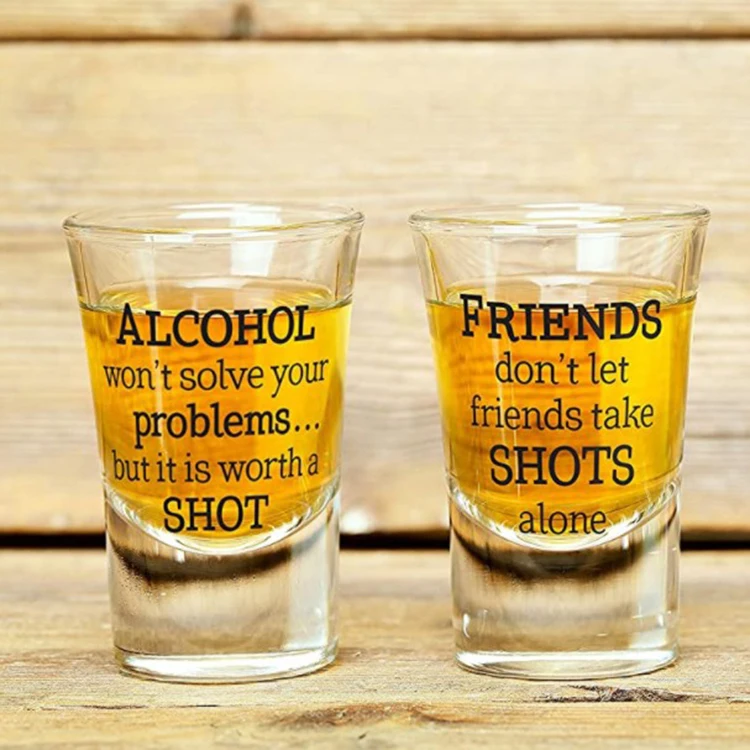 Factory Price 1.5oz Heavy Base Party Game Logo Bullet Shot Glass