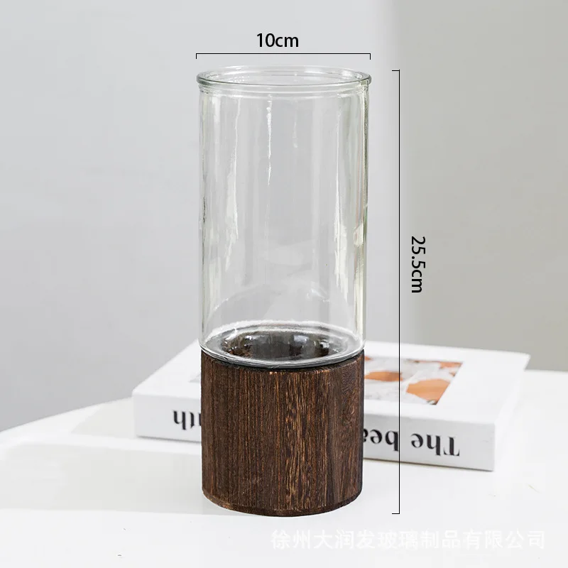 Simple Nordic Transparent Wooden Vase for home decoration