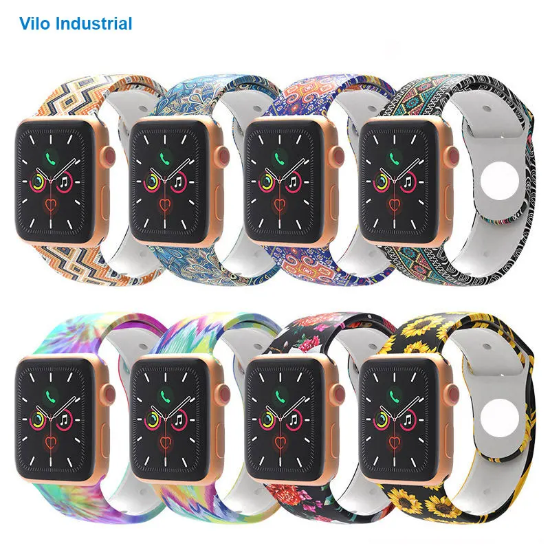 Custom Cute Cartoon Printed Release Sports Soft Silicone Sublimation Watch Strap for Apple Watch Band for iWatch Series 8 7 SE 6