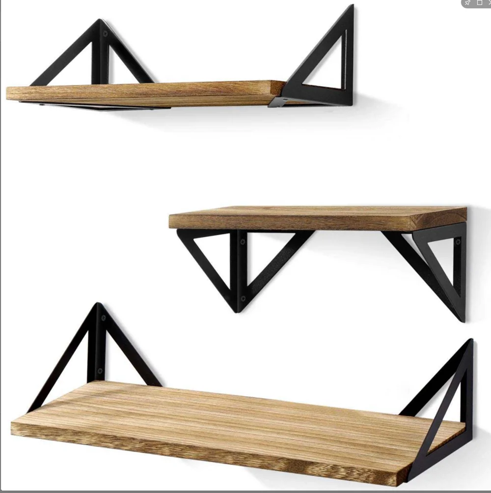 Customized Wooden Wall Floating Shelf set with Metal Bracket