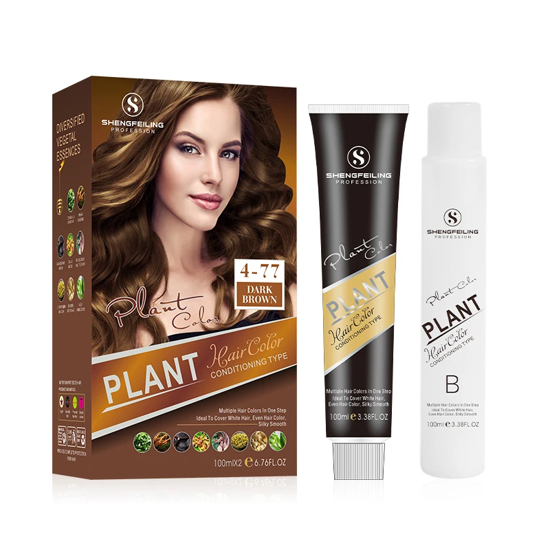 Factory Organic Herbal Dark Brown Semi-Permanent Hair Dye Cream Fashion Salon Private Label Natural  Hair Coloring Cream