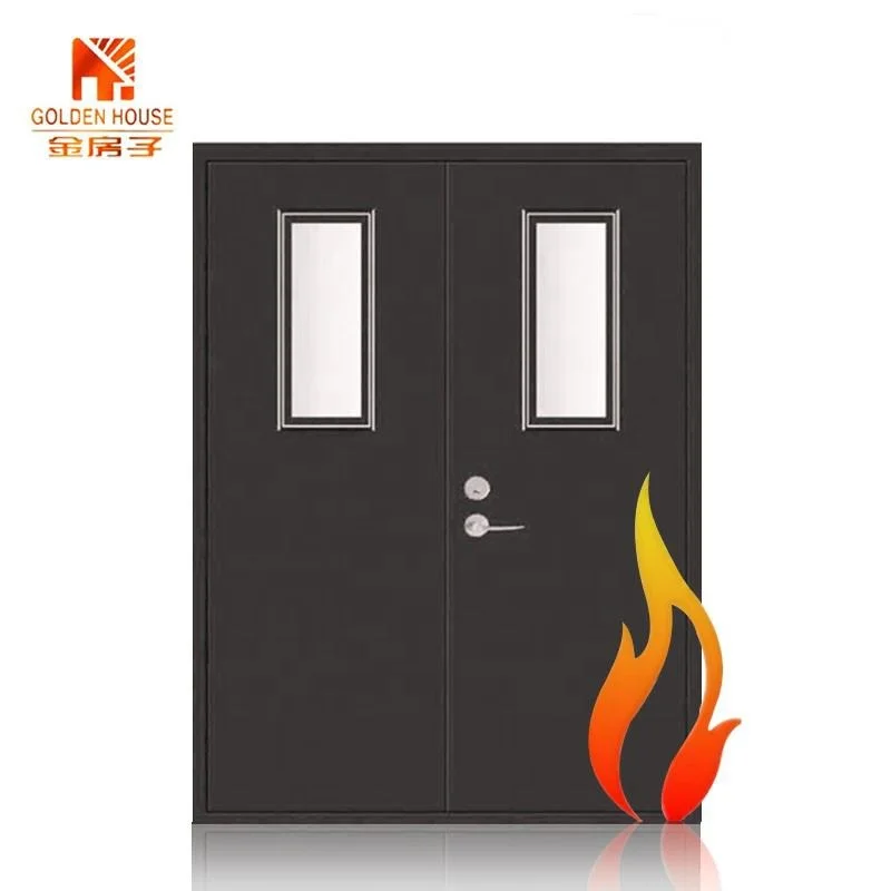 UL Certificate approved Narrow Double leaf 90 minute commercial Fire Rated Steel Door for emergency exit