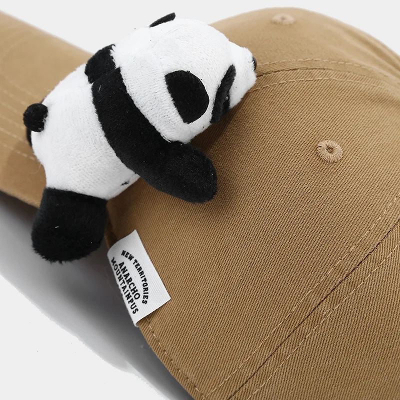 HT-2634  Wholesale Fashion Women Cotton Cute Cartoon Toy Panda Baseball Cap Hat for Student Girls Accept Custom