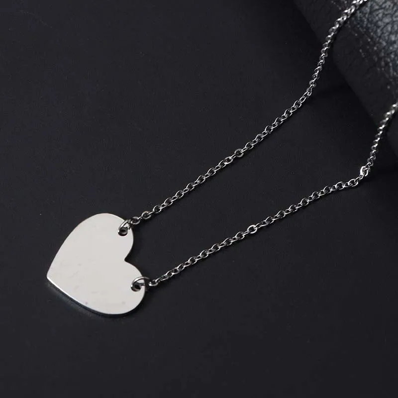 New Arrival Custom Blank Stainless Steel Dainty Gift Heart Pendant Necklace for Women