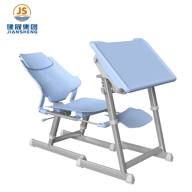 New Design Adjustable Height School Furniture Student Lunch Break Sleeping Desks and Chairs Set