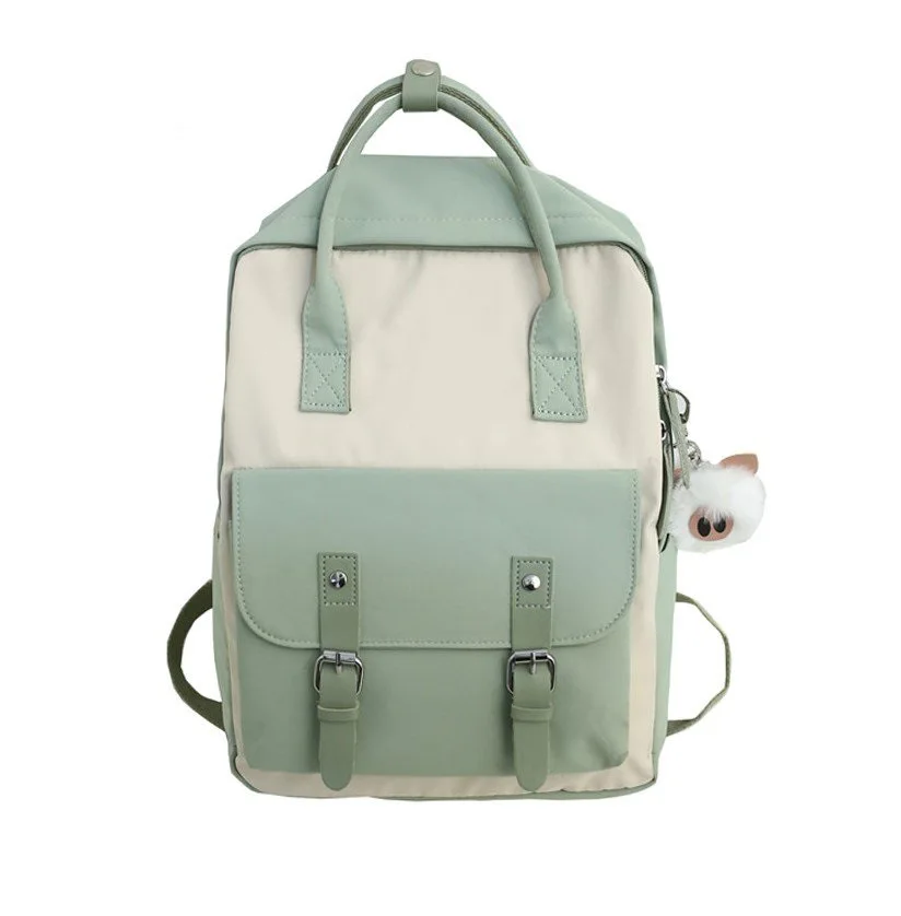 FREE SAMPLE Women Nylon Backpack Candy Color Waterproof School Bags for Teenagers Girls Patchwork Backpack