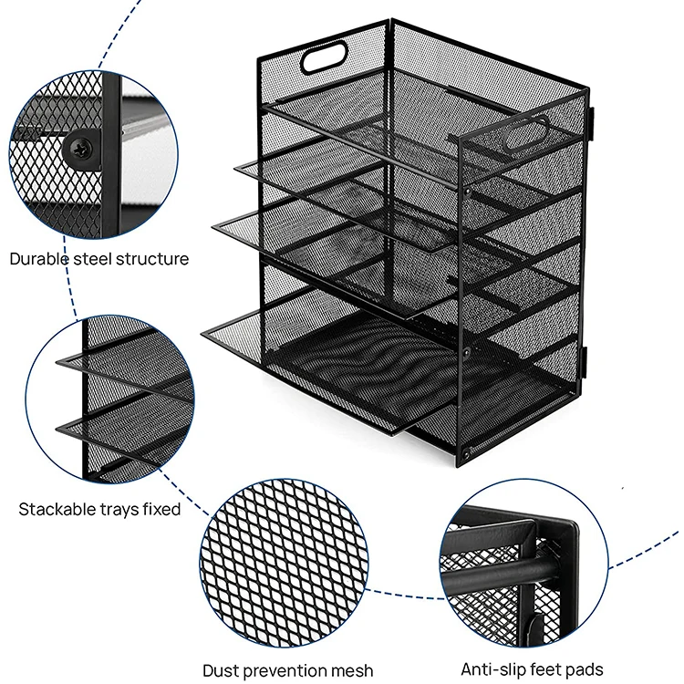 Simple multi-layer desktop file storage rack office file storage rack with handle can be moved