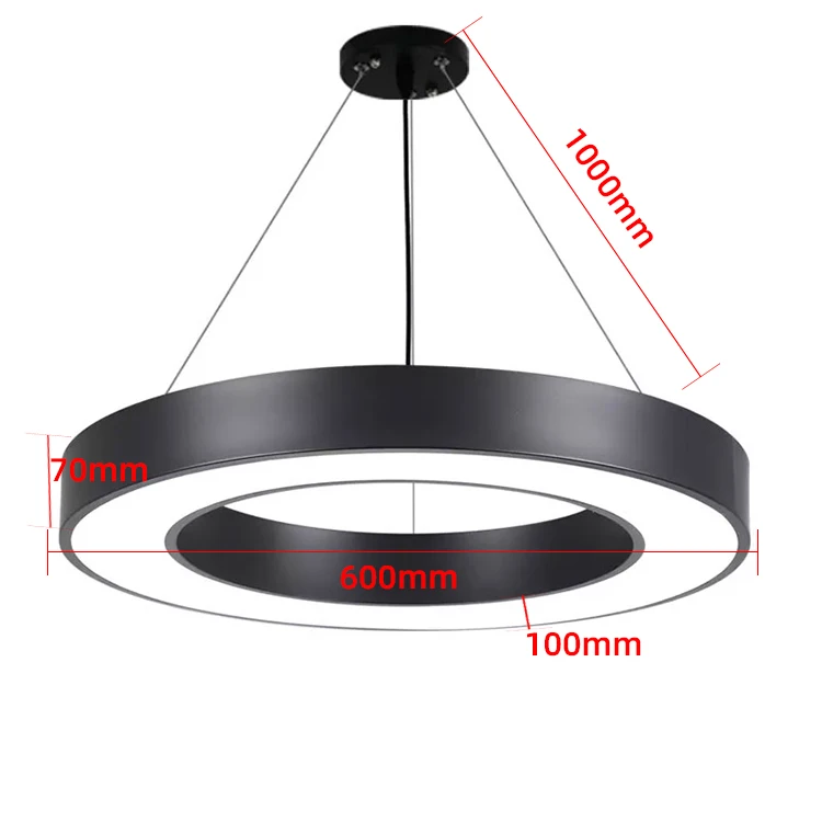 Modern circle Hanging Lamp Ring Lighting Commercial Pendant Light Round Led chandeliers For Gym Supermarkets