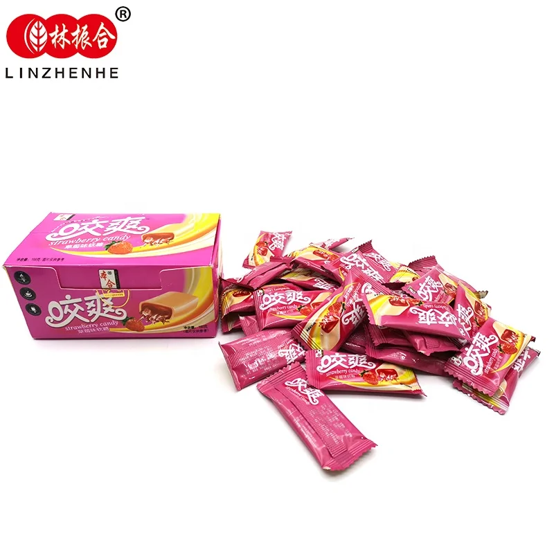 Sweet Gelatin Soft Taffy Candy Strawberry Chewy Toffee Candy