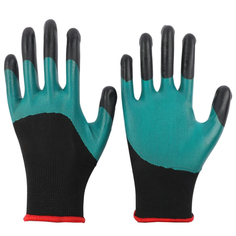 China Distributor Labor Protection Reinforced Finger Nitrile Gloves