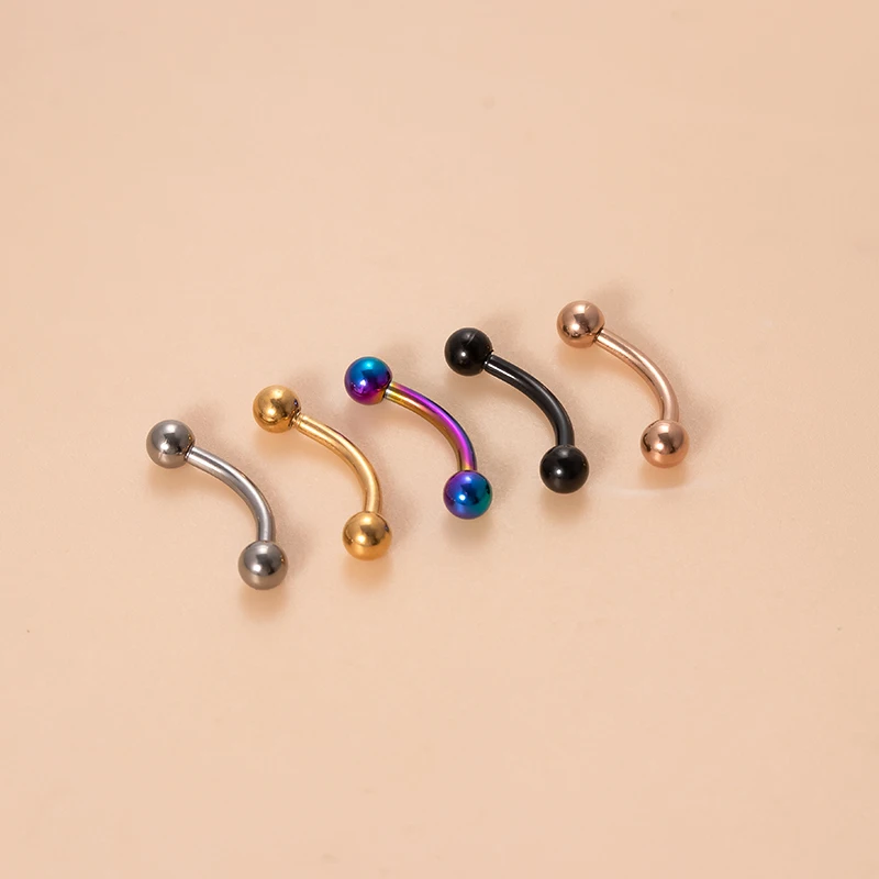 Hengsen Titanium Body Jewelry  G23 / ASTM F136 Ball Lip Labret Stud Eyebrow Ring Horseshoe Piercing Jewelry 16Gx6/8/10mm
