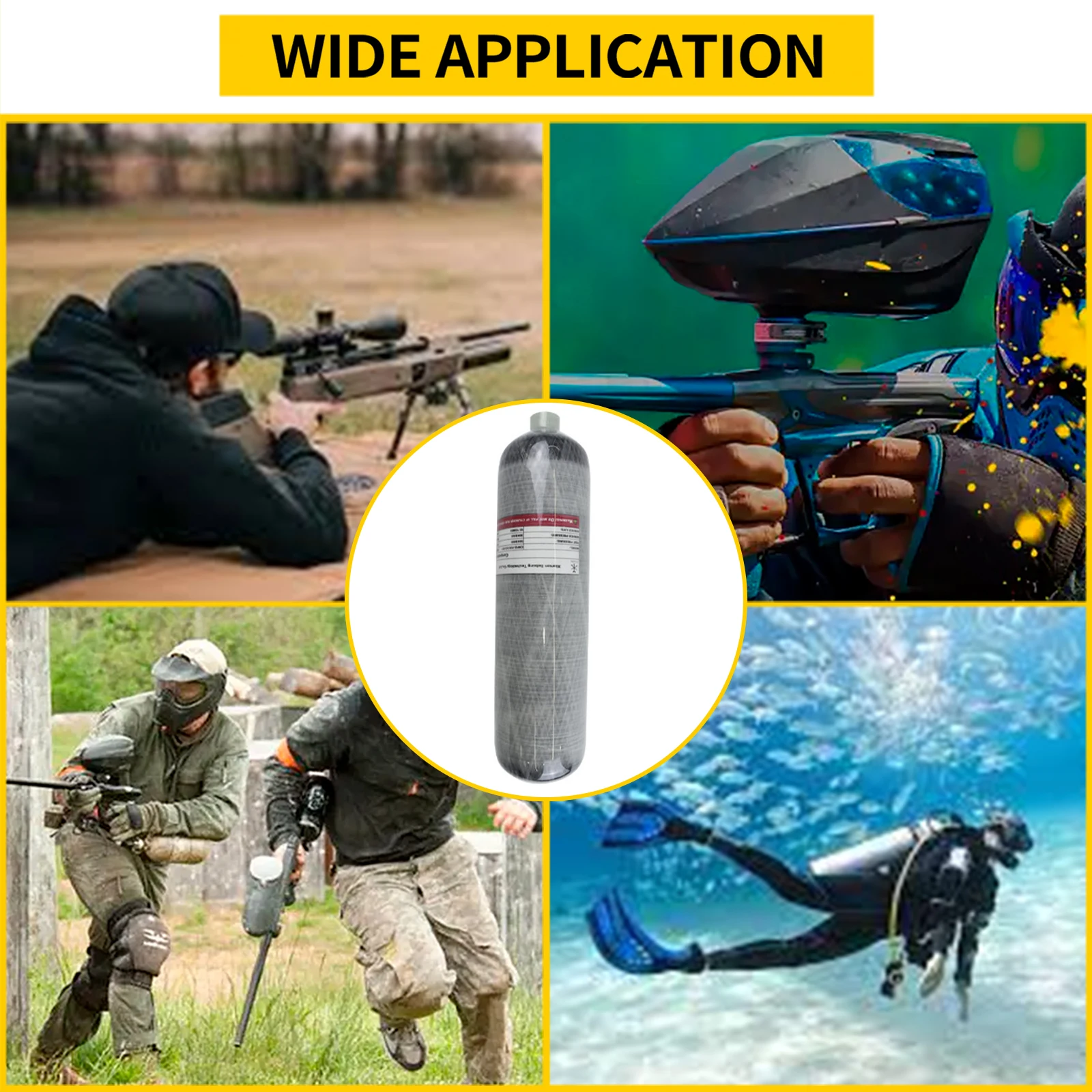 TUXING High Quality ODM Hpa 3L 4500psi 30mpa 300bar Outdoor Hunting Scuba Diving PCP Wrapped Composite Carbon Fiber Gas Cylinder