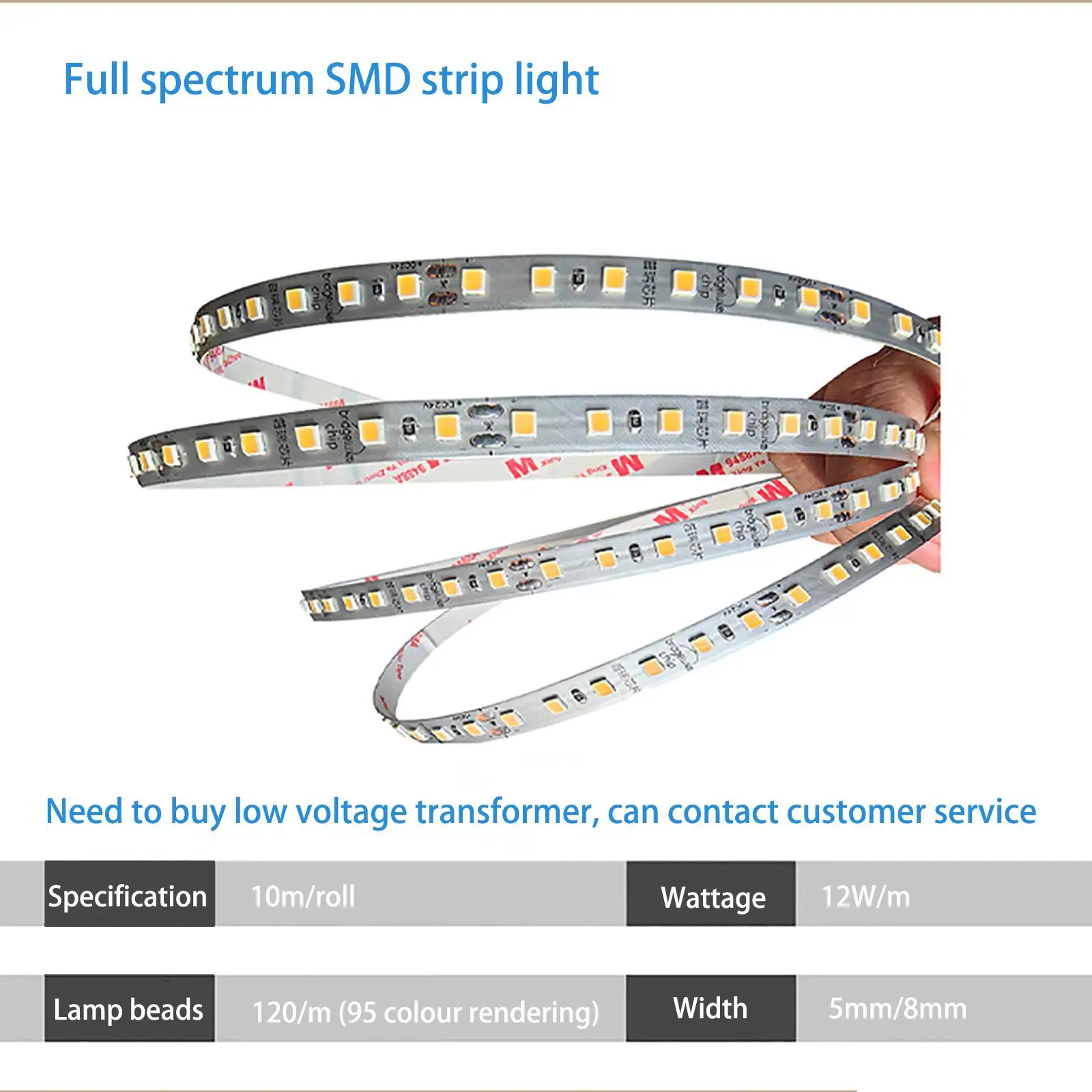 Full Spectrum Cob Chip Light Strip 12v24v Low Voltage Light Strip