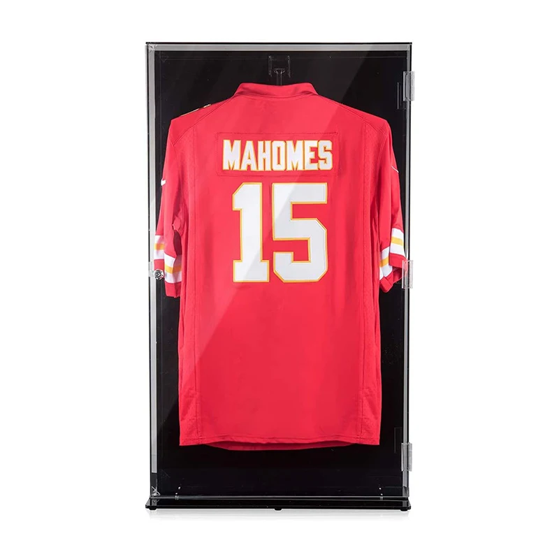 Football shirt frames custom acryilc Wall Mount/Freestanding Jersey storage case with lock for sports jerseys Display Case