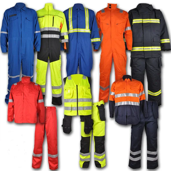 Factory custom cotton fabric anti -static work clothes workwear jumpsuit reflective flame retardant workwear