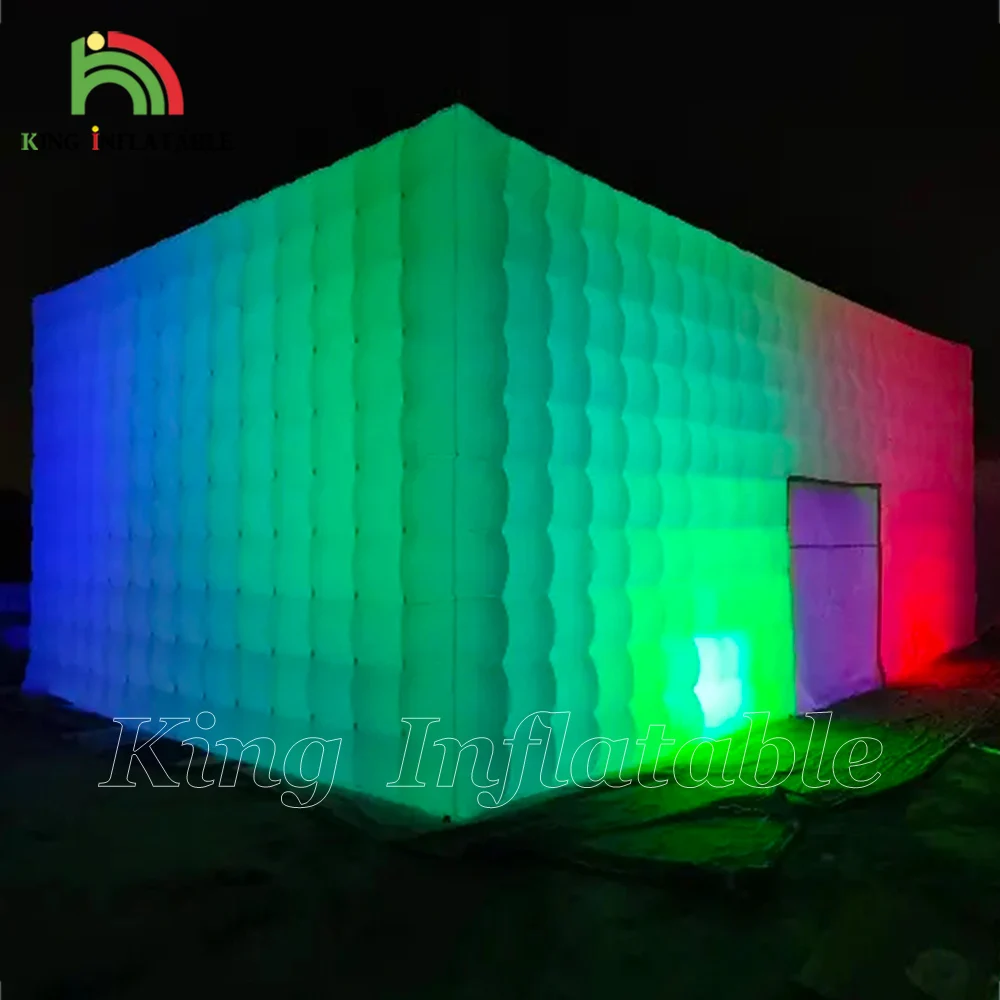 Large Cube Wedding Party Led Light Inflatable Tent White Square Marquee Bar Pub Event Inflatable Nightclub
