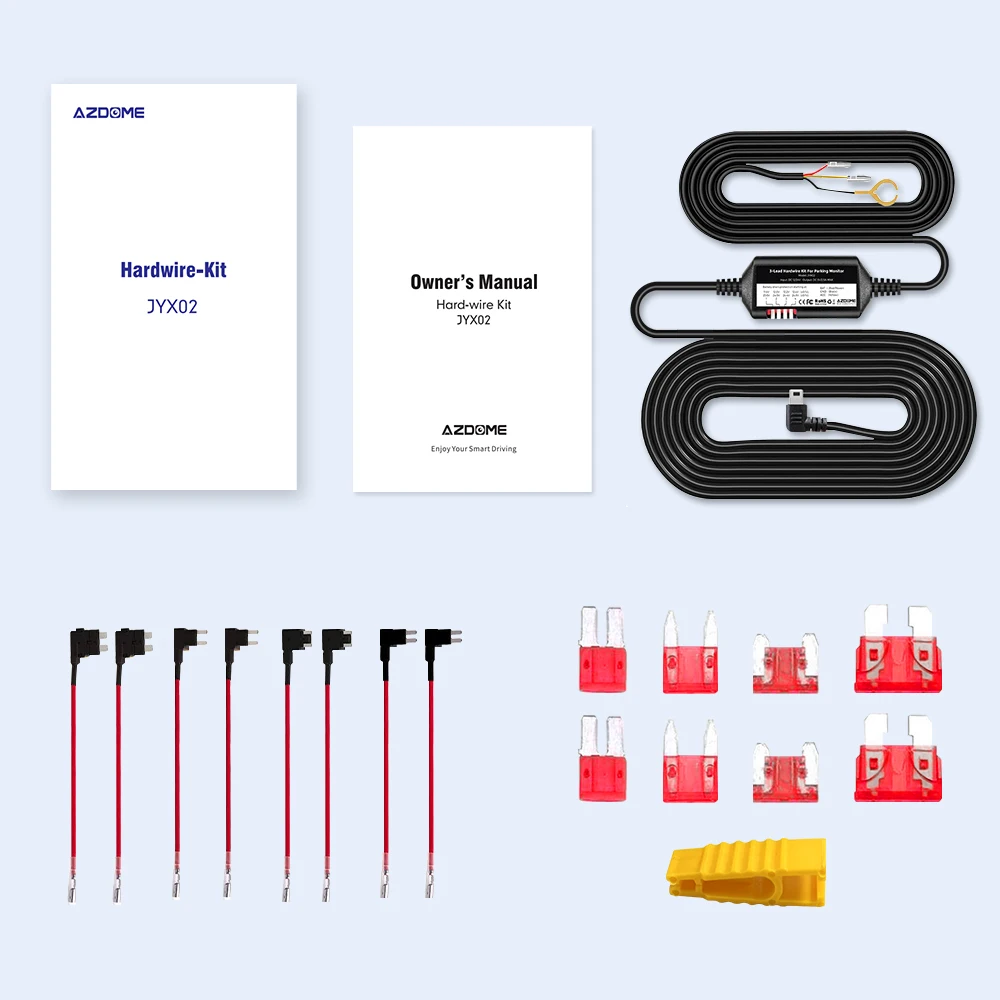 AZDOME JYX02 ACC Hardwire Kit Mini-USB Port Dash Cam for Dash Camera 24H Parking Monitor Converts 12V-24V to Output 5V/2.5A