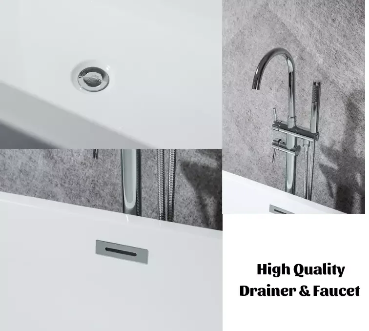 Acrylic Soaking Freestanding Bathtubs for Small Bathroom Free Standing Black Quartz Crystal Corner Round Luxury Bath Tub Price