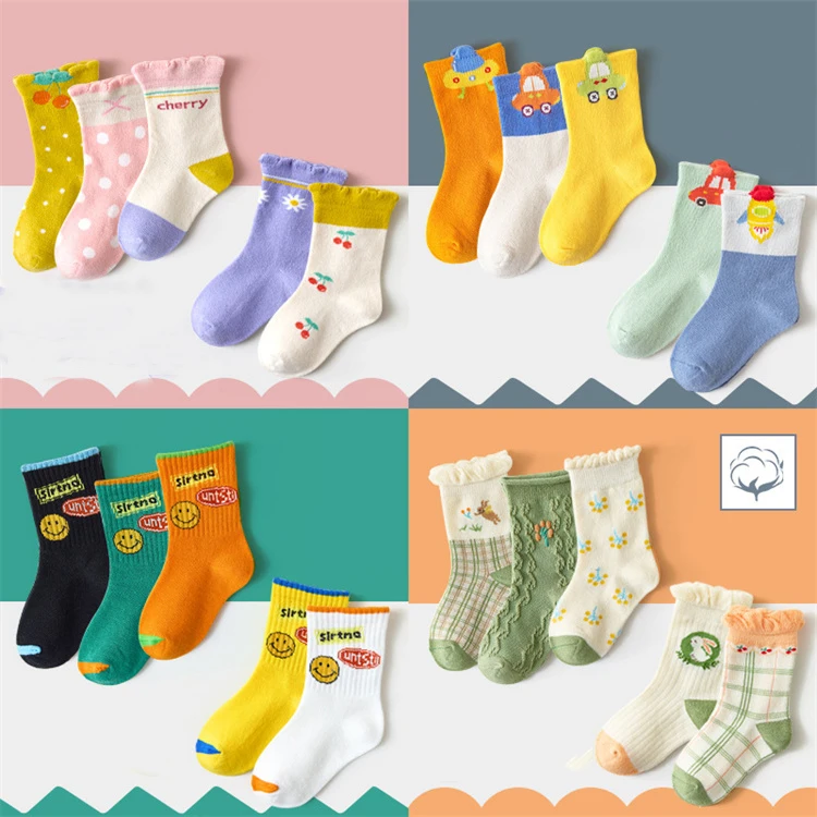 Autumn Winter Cartoon Boys Girls Custom Tube Kids 1-12 Years Old Can Wear Soft Kids Cotton Socks