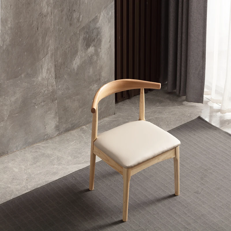 2023 Modern style Luxury hotel solid wood cow horn chair Wood Restaurant Dining chair