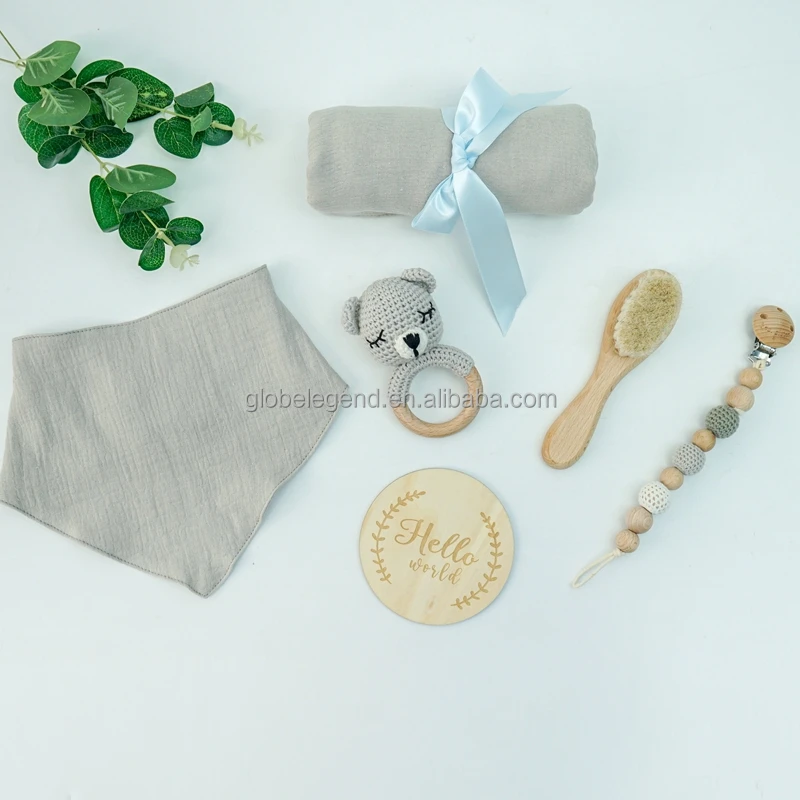 Customization hippo Bunny Elephant Rabbit Reindeer Cow Giraffe Fox Baby Wooden Ring crochet Rattle Toys Handmade Crochet gift se